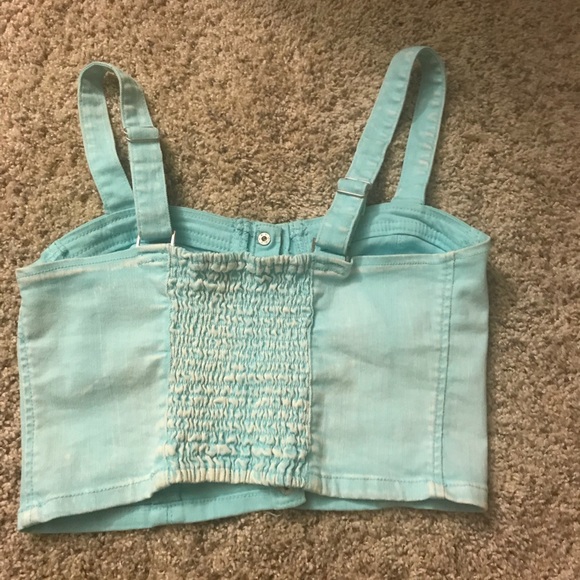 Teal button up crop top - Picture 5 of 6